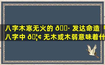 八字木寒无火的 🌷 发达命造「八字中 🦢 无木或木弱意味着什么」